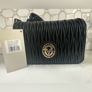 Orlandi Valentino Black Crossbody / Clutch with Gold Accent